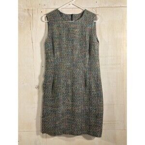 Handmade Vintage Tweed Mini Sheath Dress Multicolor‎ Sz 4 Academia Professional